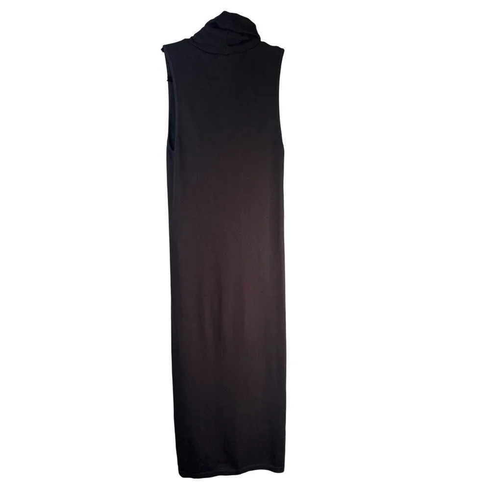 ZARA Sleek Deep Small Brown Turtleneck Midi Bodycon Dress Stretch Fabric - Picture 11 of 14